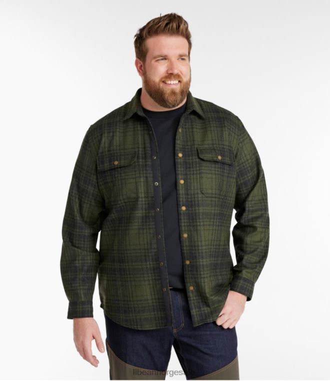 menn maine guide lett skjorte i merinoull i flanell 24VDH158 L.L.Bean utendørs utstyr byggpledd