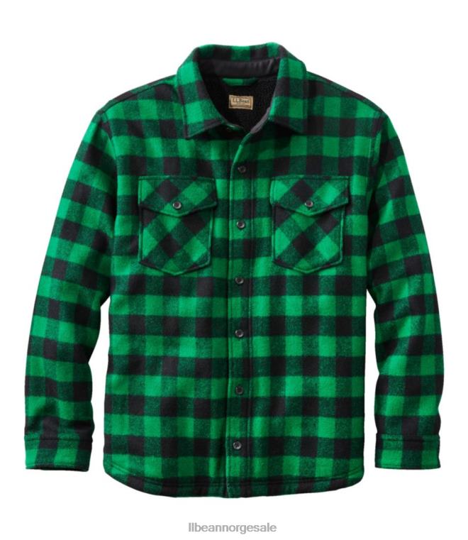 menn maine guide sherpa fôret ullskjorte 24VDH3054 L.L.Bean utendørs utstyr grønn/svart