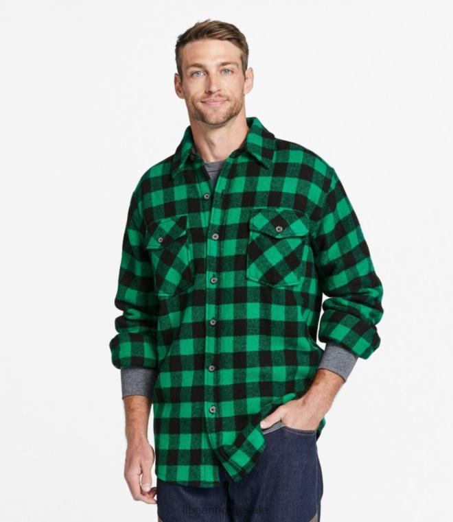menn maine guide skjorte 24VDH6169 L.L.Bean utendørs utstyr krem/svart