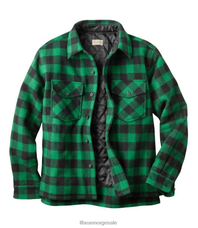 menn maine guideskjorte med primaloft 24VDH1255 L.L.Bean utendørs utstyr grønn/svart