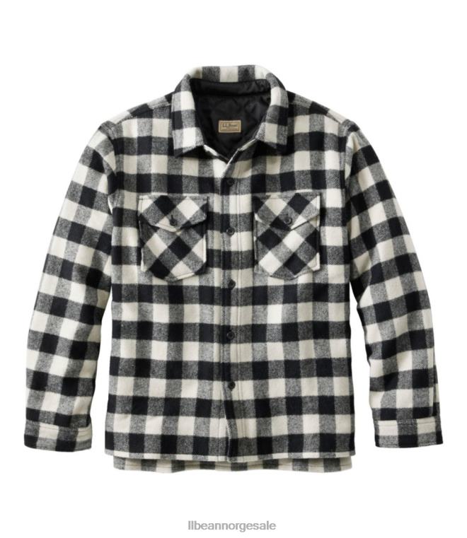 menn maine guideskjorte med primaloft 24VDH6134 L.L.Bean utendørs utstyr krem/svart