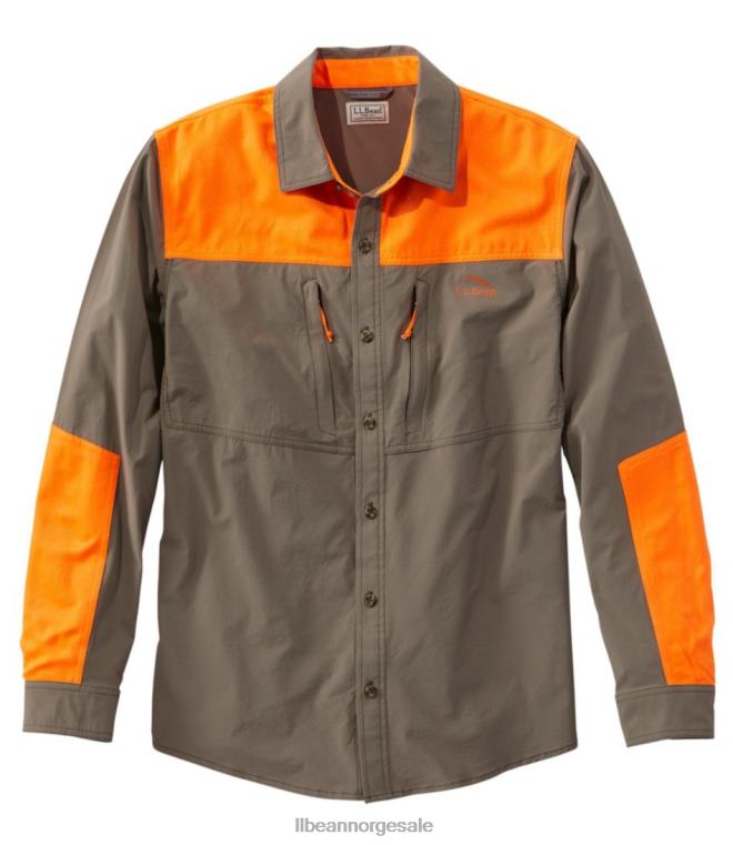menn teknisk stretch opplandsskjorte uten fluesone 24VDH1599 L.L.Bean utendørs utstyr ask/jeger oransje