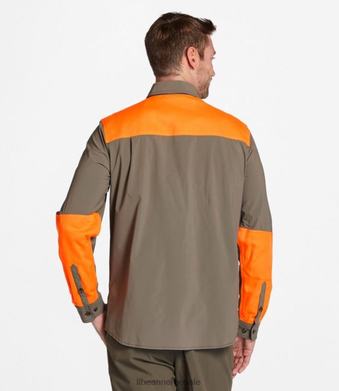 menn teknisk stretch opplandsskjorte uten fluesone 24VDH1599 L.L.Bean utendørs utstyr ask/jeger oransje