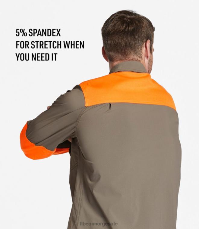 menn teknisk stretch opplandsskjorte uten fluesone 24VDH1599 L.L.Bean utendørs utstyr ask/jeger oransje