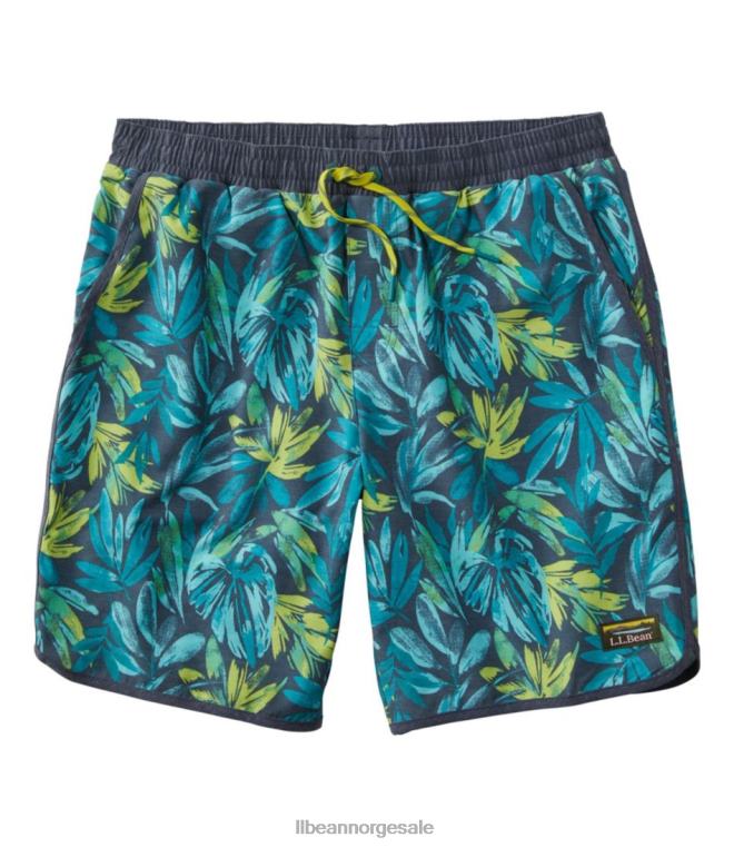 menn allsidige badeshorts 24VDH6541 L.L.Bean klær mørke lagune tropiske blader