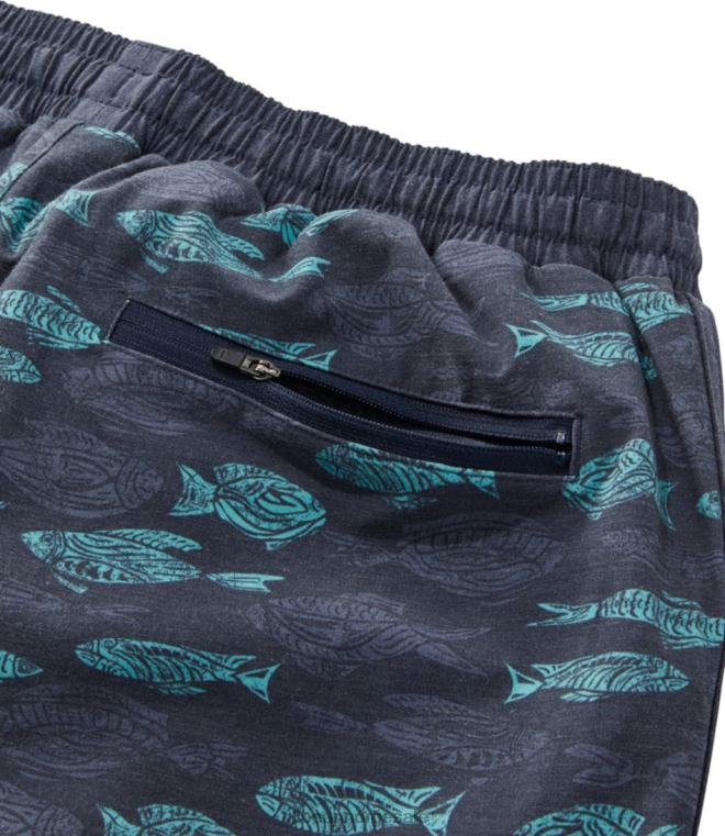 menn allsidige badeshorts 24VDH6541 L.L.Bean klær mørke lagune tropiske blader