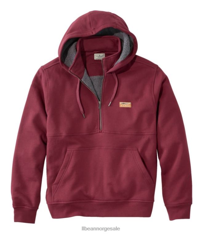 menn katahdin iron works genser med halv glidelås 24VDH568 L.L.Bean klær burgunder