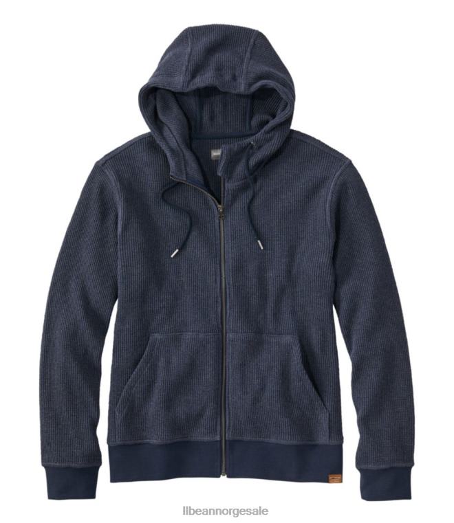 menn signatur vaffel hettegenser med full glidelås 24VDH4897 L.L.Bean klær indigo lyng