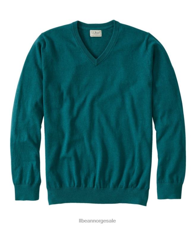 menn genser i bomull/cashmir 24VDH6576 L.L.Bean klær blågrønn lyng
