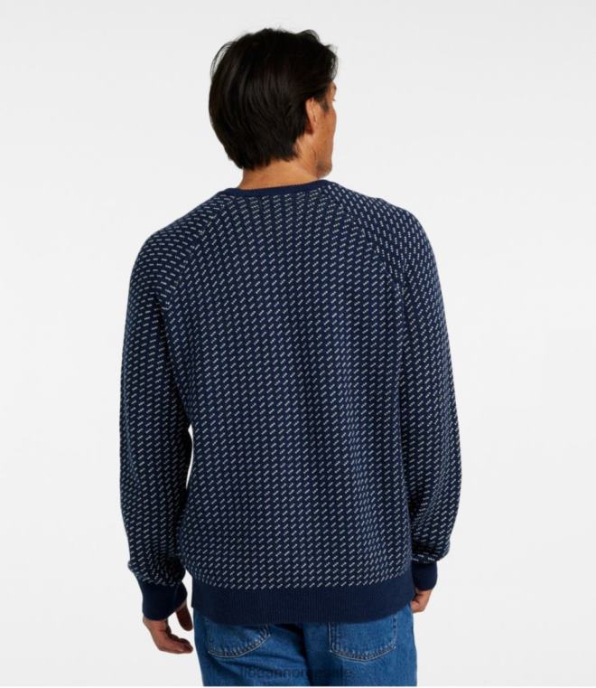 menn ond myk bomull/cashmir genser 24VDH546 L.L.Bean klær marinen fair isle