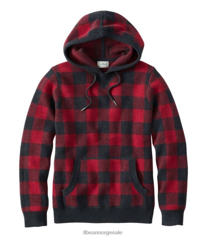 menn ond myk bomull/cashmir genser 24VDH715 L.L.Bean klær dyp rød bøffelsjekk