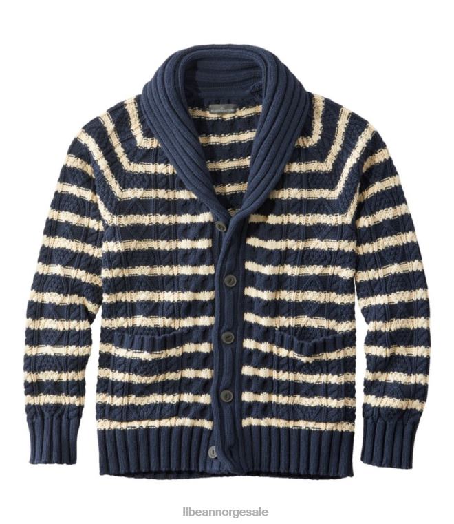 menn signatur fiskegenser i bomull 24VDH603 L.L.Bean klær marineblå stripe