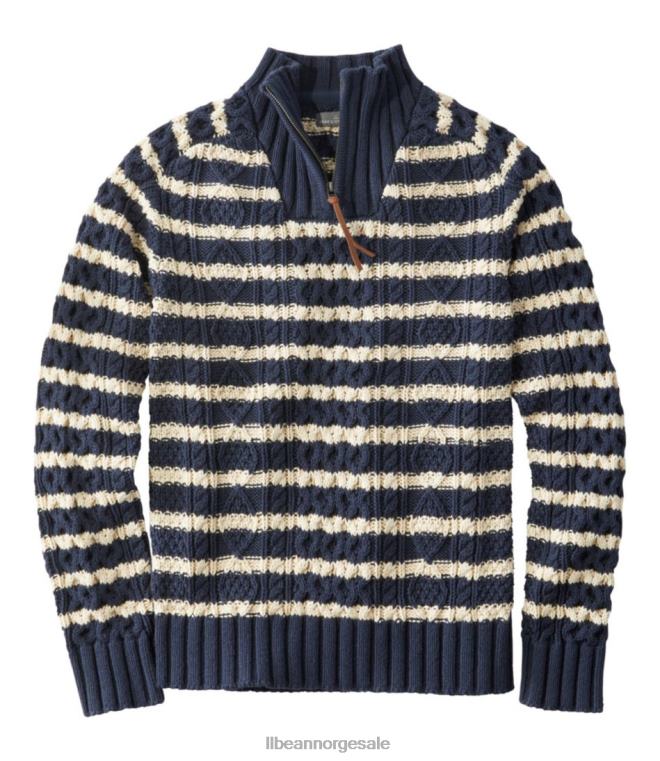 menn signatur fiskegenser i bomull 24VDH648 L.L.Bean klær marineblå stripe