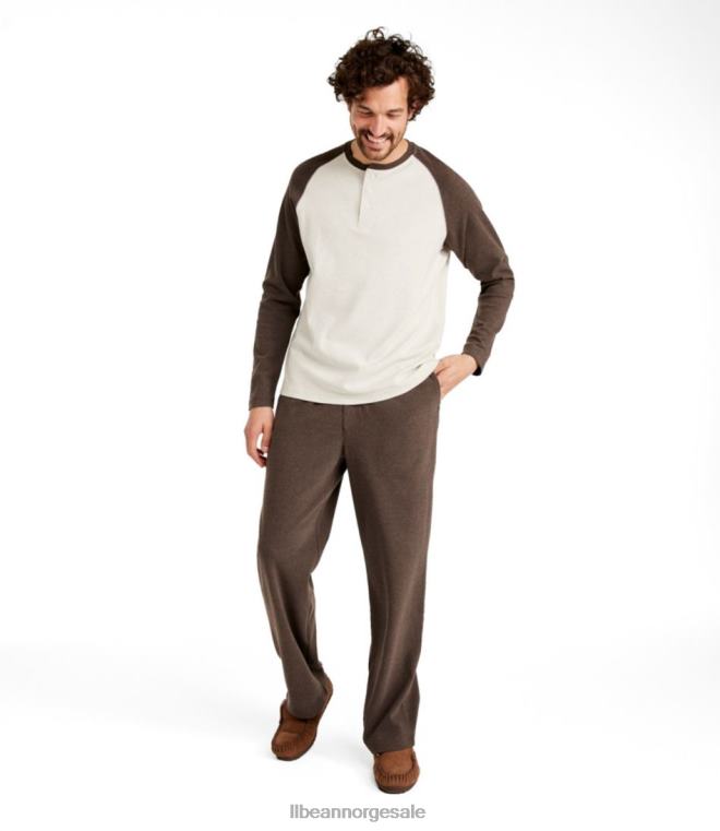 menn bomullstrikket pyjamas 24VDH161 L.L.Bean klær mørkeste brun/havrelyng