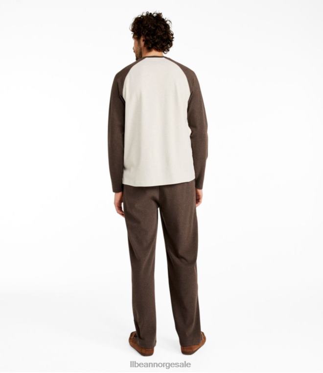 menn bomullstrikket pyjamas 24VDH3063 L.L.Bean klær rustoransje/ripslyng