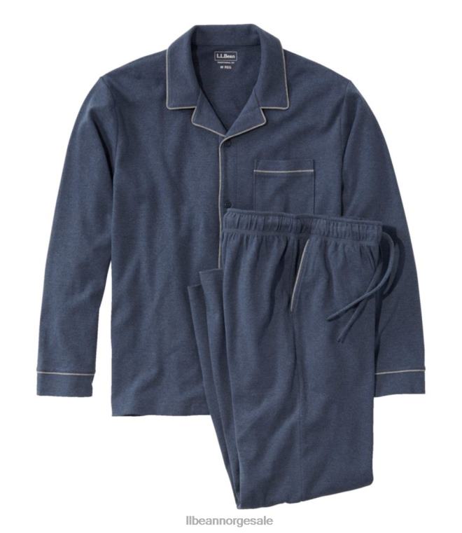 menn bomullstrikket pyjamas 24VDH4683 L.L.Bean klær marine lyng