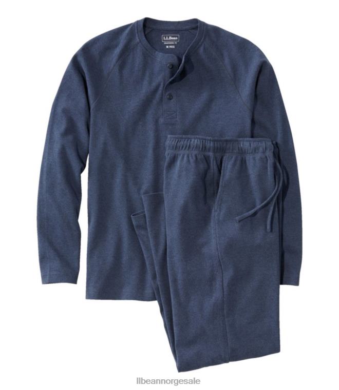 menn bomullstrikket pyjamas 24VDH5735 L.L.Bean klær marine lyng