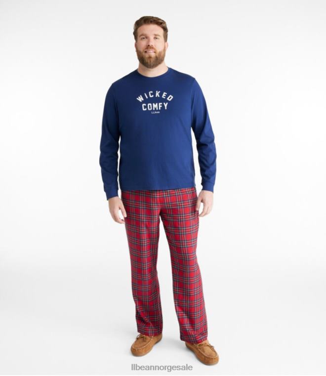 menn leir pj sett 24VDH3369 L.L.Bean klær blekksort/dyp rød pledd