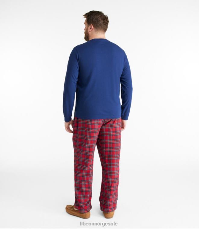 menn leir pj sett 24VDH5933 L.L.Bean klær krem/rødvin landskap