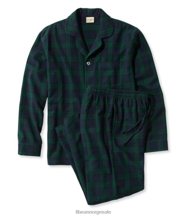 menn skotsk rutete flanell pyjamas 24VDH4812 L.L.Bean klær svart klokke tartan