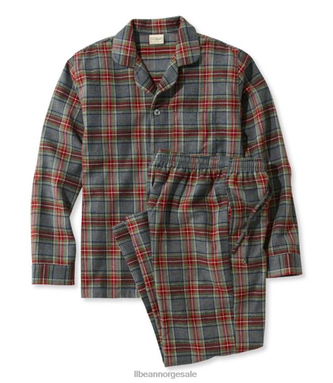 menn skotsk rutete flanell pyjamas 24VDH6969 L.L.Bean klær grå stewart
