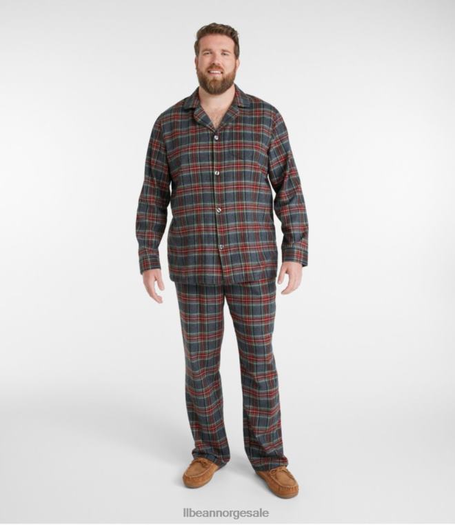 menn skotsk rutete flanell pyjamas 24VDH6969 L.L.Bean klær grå stewart