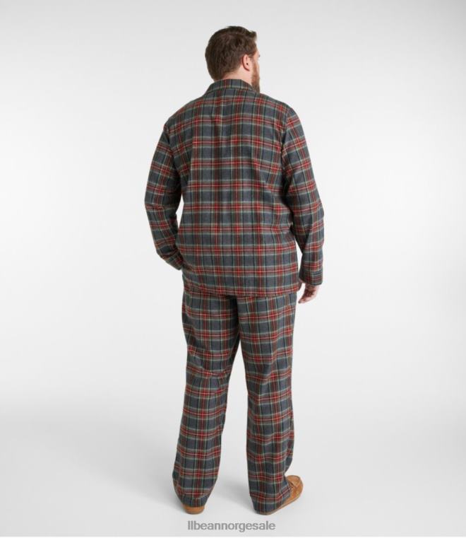 menn skotsk rutete flanell pyjamas 24VDH6969 L.L.Bean klær grå stewart
