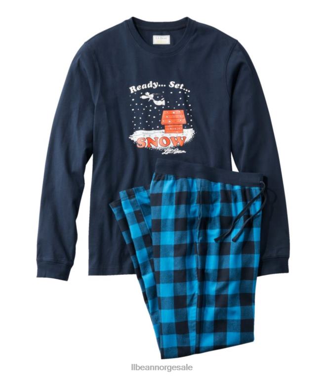 menn x peanøtter camp pj sett 24VDH637 L.L.Bean klær marin blå bøffel