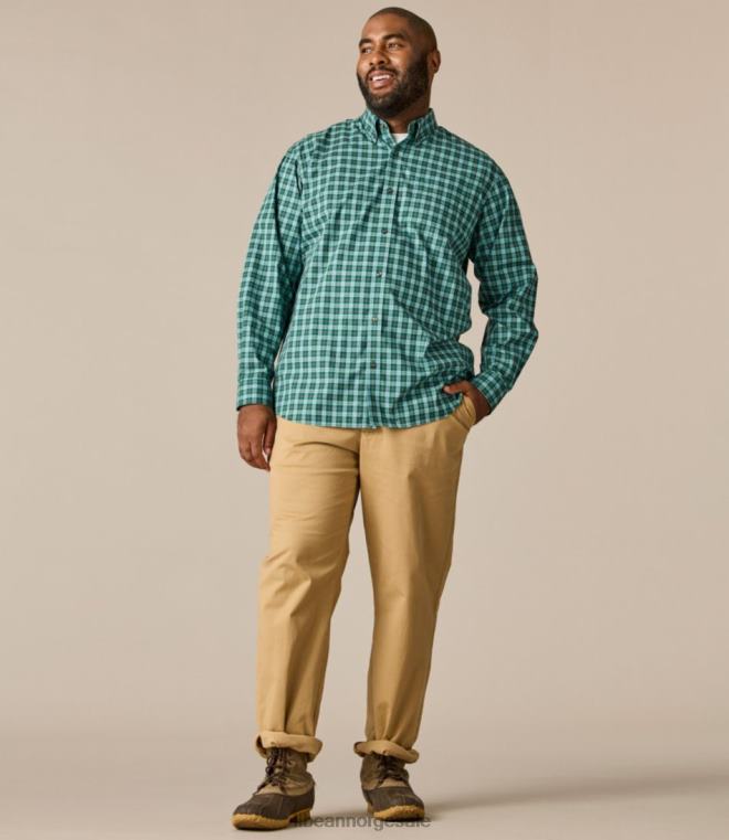 menn rynkefri kennebunk sportsskjorte 24VDH6456 L.L.Bean klær dyp turkis
