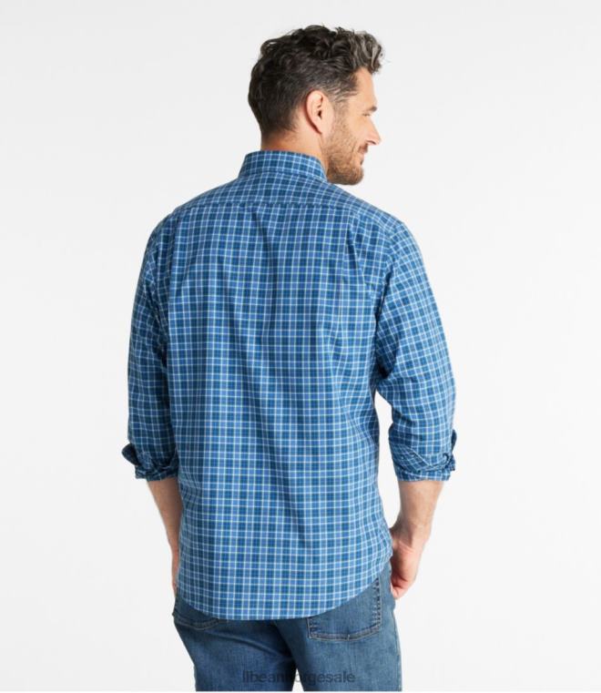 menn rynkefri kennebunk sportsskjorte 24VDH7034 L.L.Bean klær dyp turkis