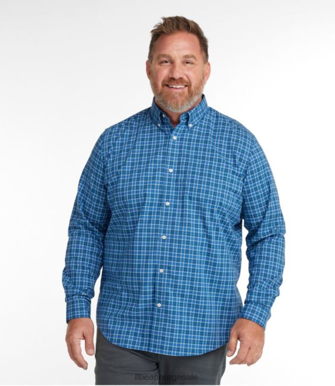 menn rynkefri kennebunk sportsskjorte 24VDH7034 L.L.Bean klær dyp turkis