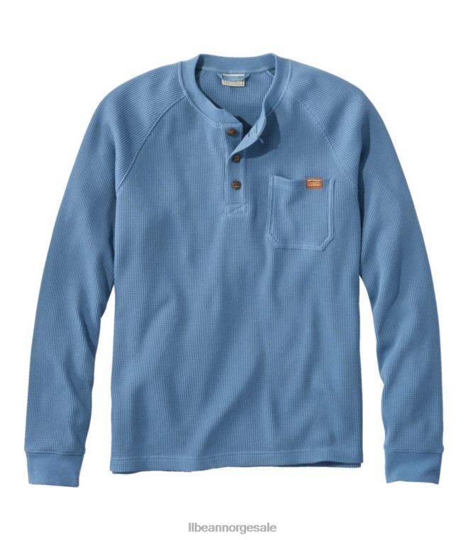 menn bønnebygget vaffel henley 24VDH3366 L.L.Bean klær Bayside blå