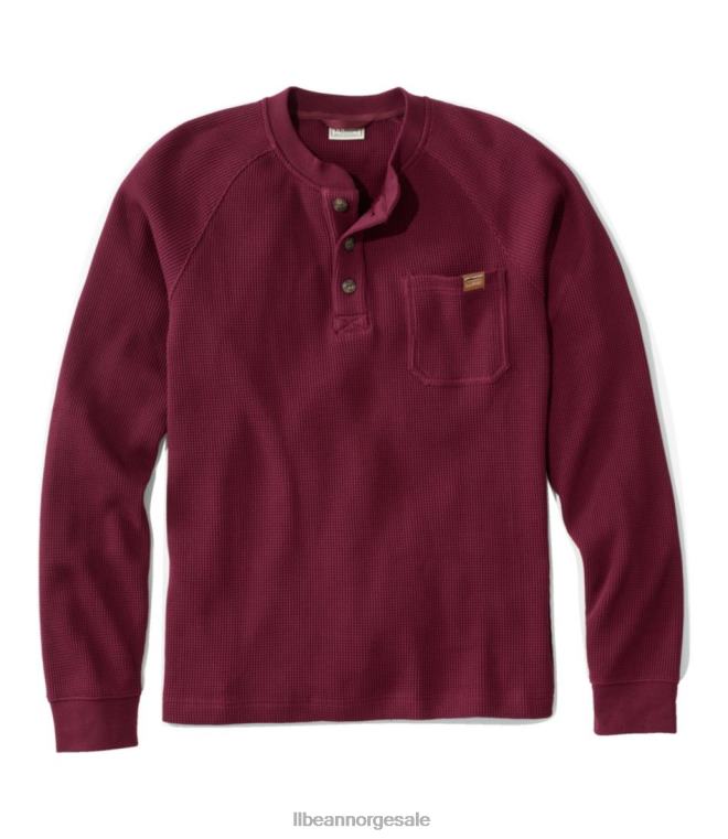 menn bønnebygget vaffel henley 24VDH6606 L.L.Bean klær dyp vin