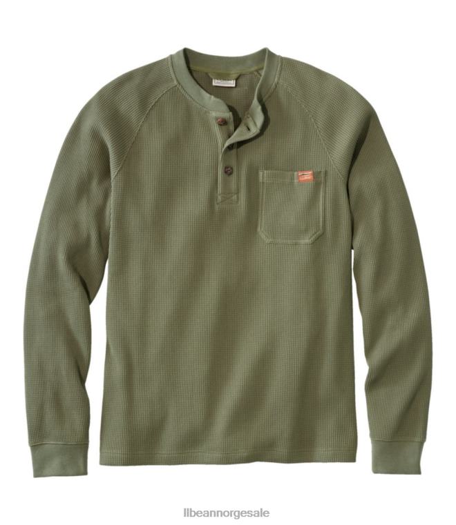 menn bønnebygget vaffel henley 24VDH7013 L.L.Bean klær dyp oliven