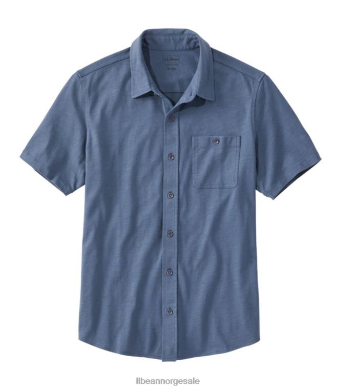 menn innsjøvasket skjorte med knapp foran i økologisk bomull 24VDH266 L.L.Bean klær vintage indigo