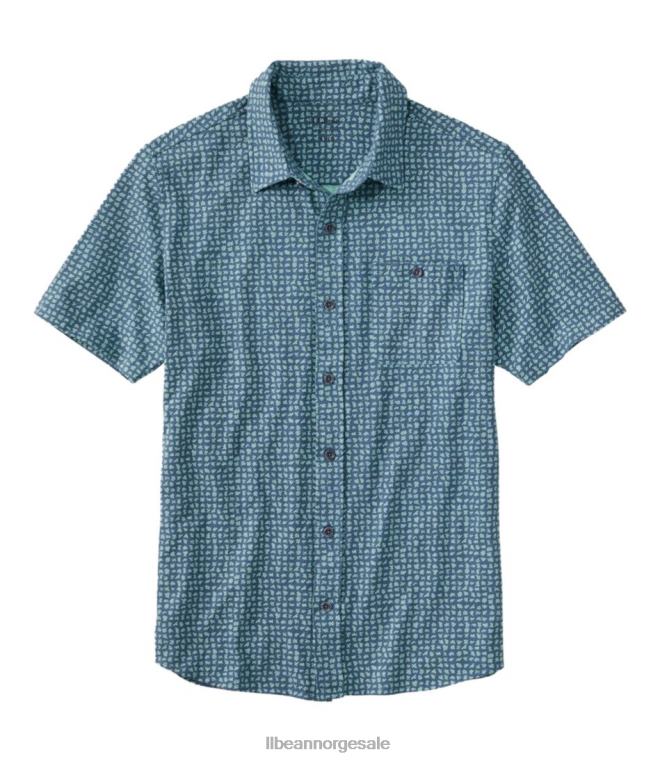 menn innsjøvasket skjorte med knapp foran i økologisk bomull 24VDH683 L.L.Bean klær vintage indigo geo