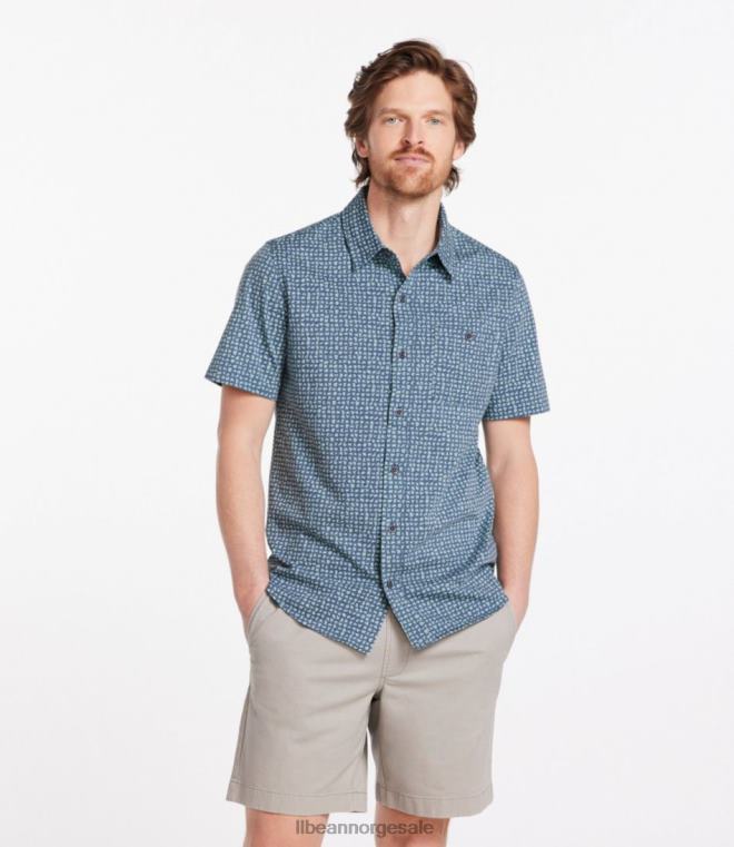 menn innsjøvasket skjorte med knapp foran i økologisk bomull 24VDH683 L.L.Bean klær vintage indigo geo