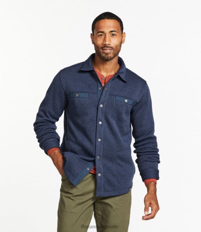 menn genser fleeceskjorte jac 24VDH3400 L.L.Bean klær lys marine