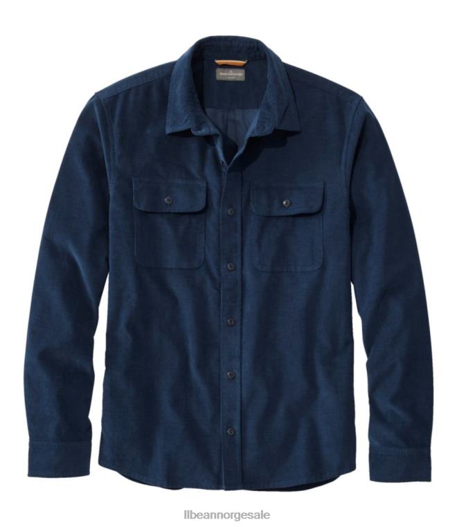 menn signatur microwale cordfløyelskjorte 24VDH3412 L.L.Bean klær mariner blå