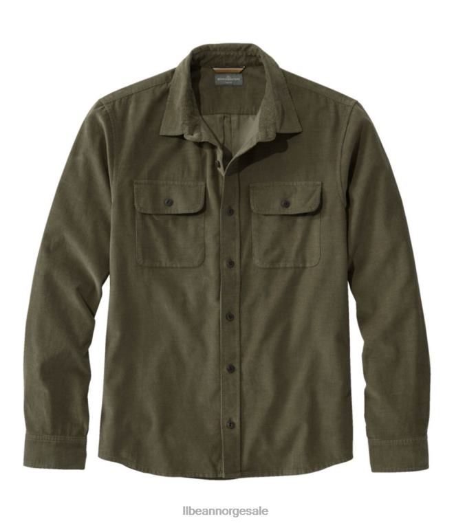 menn signatur microwale cordfløyelskjorte 24VDH4956 L.L.Bean klær støvete oliven