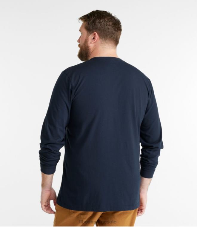 menn bekymringsløs ukrympbar t-skjorte med lomme 24VDH4757 L.L.Bean klær havblått