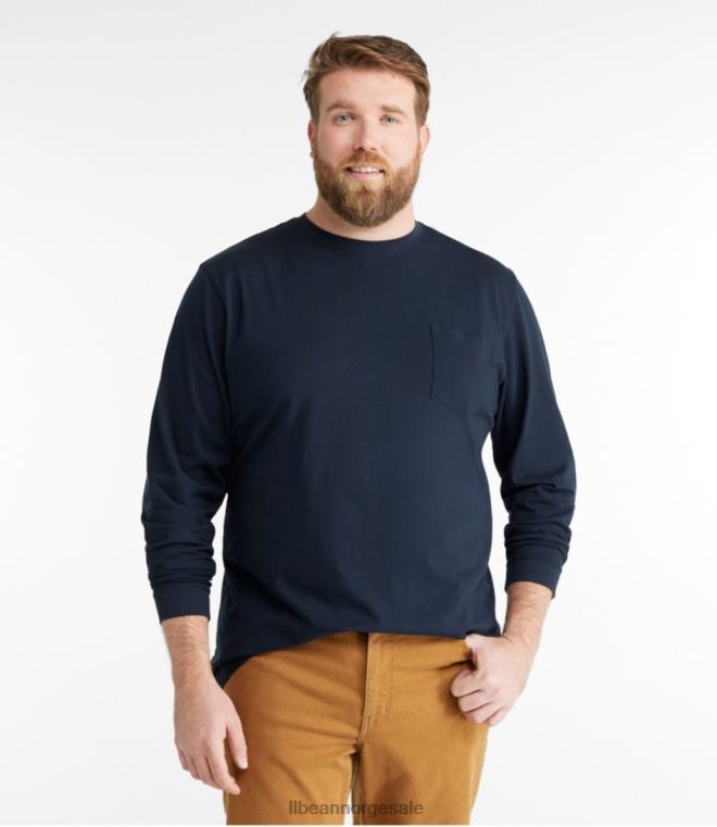 menn bekymringsløs ukrympbar t-skjorte med lomme 24VDH6511 L.L.Bean klær svart skog grønn