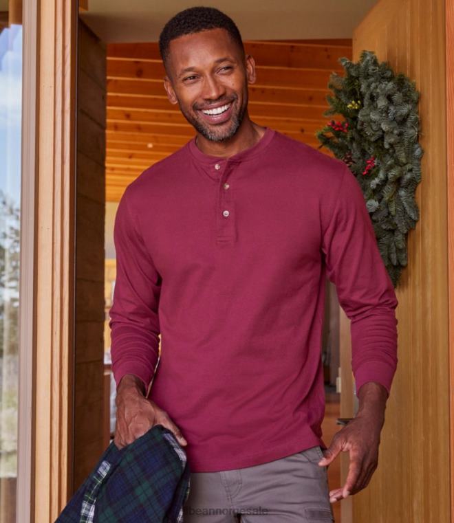 menn bekymringsløs unshrinkable t-skjorte 24VDH92 L.L.Bean klær mørk breton rød