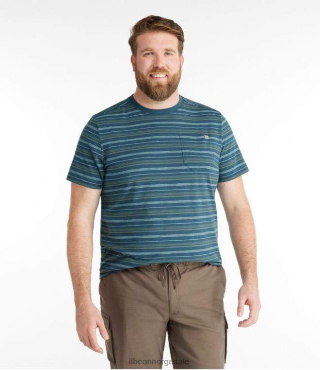 menn explorer-t-skjorte 24VDH423 L.L.Bean klær mørk blågrønn blå stripe