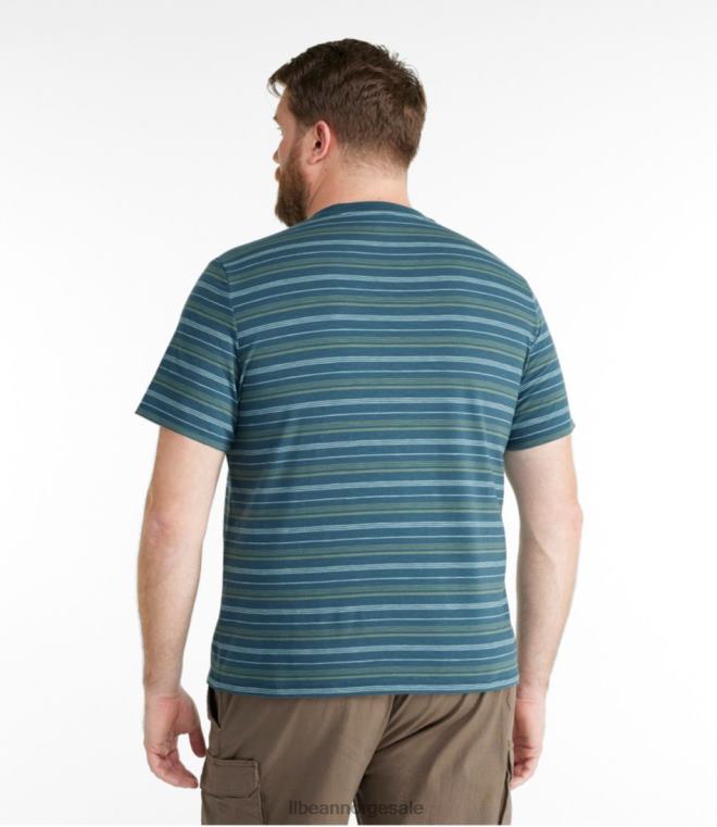 menn explorer-t-skjorte 24VDH423 L.L.Bean klær mørk blågrønn blå stripe