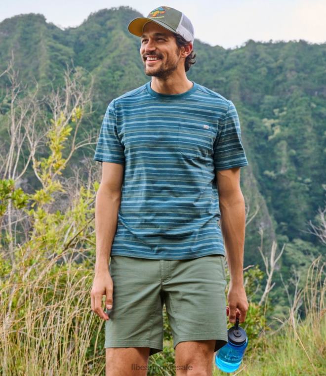 menn explorer-t-skjorte 24VDH423 L.L.Bean klær mørk blågrønn blå stripe
