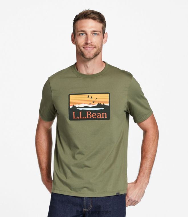 menn jegers grafiske t-skjorte 24VDH6993 L.L.Bean klær jernblå/elg