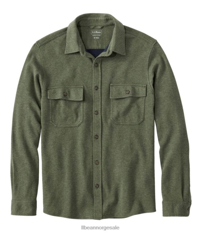 menn dobbeltstrikket skjorte i vasket bomull 24VDH5926 L.L.Bean x Double L klær dyp olivenlyng