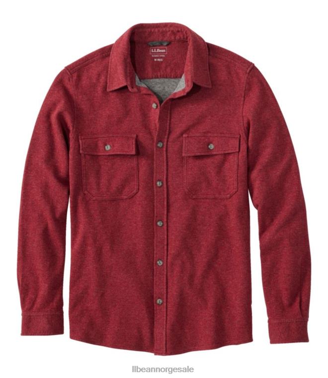 menn dobbeltstrikket skjorte i vasket bomull 24VDH7009 L.L.Bean x Double L klær fjellrød lyng
