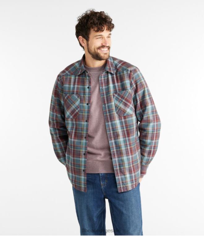 menn katahdin ytelse flanell skjorte-jakke 24VDH3546 L.L.Bean klær topp oransje/dyp blågrønn